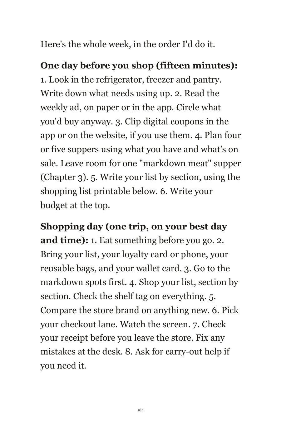 Book page: the whole week in order